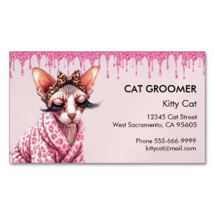 Chique Sphynx Cat Service Roze Glitter Dripping Magnetisch Visitekaartje