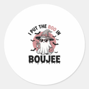Chique spook Halloween vintage graveerontwerp_1 Ronde Sticker