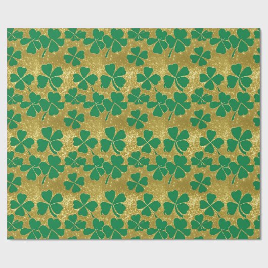 Chique St. Patrick's Day Goud Groen Klaverblad Cadeaupapier (Vlak)