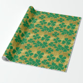 Chique St. Patrick's Day Goud Groen Klaverblad Cadeaupapier (Uitgerold)