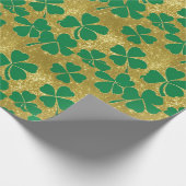Chique St. Patrick's Day Goud Groen Klaverblad Cadeaupapier (Hoek)