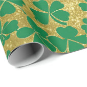 Chique St. Patrick's Day Goud Groen Klaverblad Cadeaupapier (Rol Hoek)