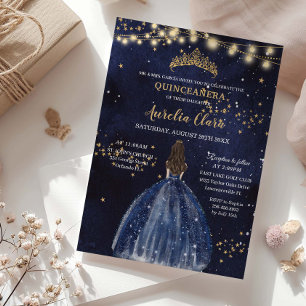 Chique sterrenhemel Navy blauwe jurk Gouden Quince Kaart