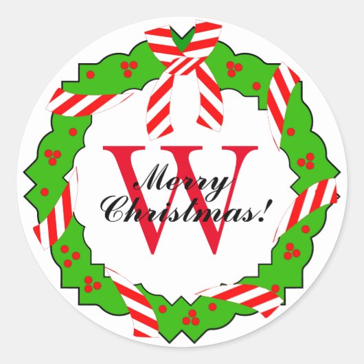 CHIQUE STICKER_KERSTKRANS #1 OP WIT RONDE STICKER (Voorkant)