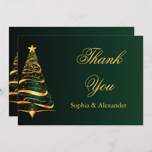 Chique stijlvolle gouden kerstboom dank u bruiloft bedankkaart (Voorkant / Achterkant)
