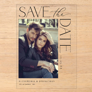 Chique stijlvolle mod foto save the date 2 acryl uitnodigingen