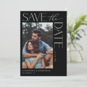 Chique Stijlvolle Mod Photo Save the Date 2 Zwart Kaart (Staand voorkant)