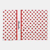 Chique Stippen Rood Wit Achtergrond Theedoek (Horizontaal)