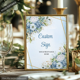 Chique Stof Blauw Eucalyptus Goud Aangepast Doe-he Poster