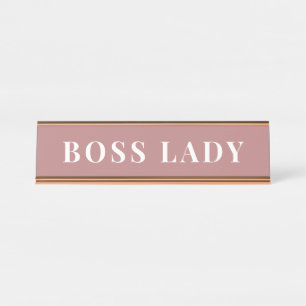 Chique Stof Roze Baas Vrouw Bureaublad Aangepast Bureau Naambordje