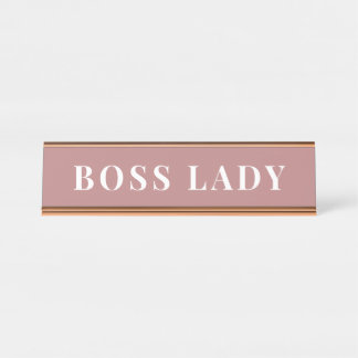Chique Stof Roze Baas Vrouw Bureaublad Aangepast Bureau Naambordje