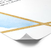 Chique Stoffig blauw bloemengoud lijst Alfabetisch Poster (Hoek)