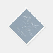 Chique stoffige blauw & wit gelukkig ooit na bruil servet (Hoek)