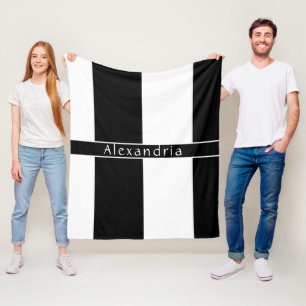 Chique strepen zwart en wit fleece deken