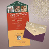 Chique String Lights Bruiloft QR Code All In One Uitnodiging