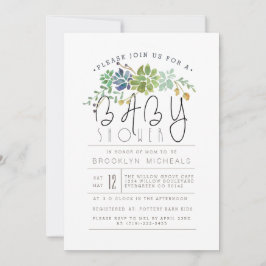 Chique Succulente Tuin | BABY SHOWER WATERVERF Kaart