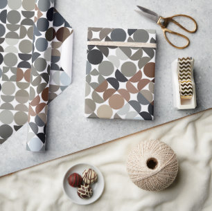 Chique Taupe Beige Grijs Tan Bruine Cirkels Patroo Cadeaupapier