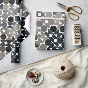 Chique Taupe Beige Grijs Zwart Bruin Cirkels Patro Cadeaupapier