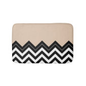 Chique Taupe Wit Zwart Zigzag Stripes Patroon Badmat (Voorkant)