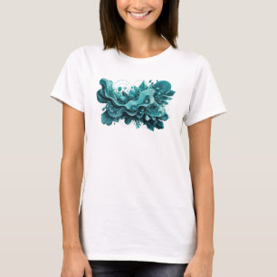 Chique Teal ABSTRACTE KUNST Artistiek Motief T-shirt