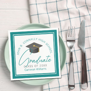 Chique Teal Afstudeerfeest Persoonlijke Afgestudee Servet