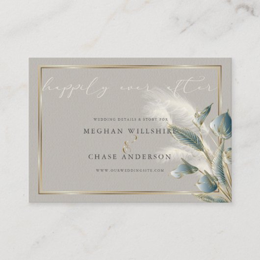 Chique Teal Anthurium en Ivoorkleurig Pampasgras Visitekaartje (Voorkant)