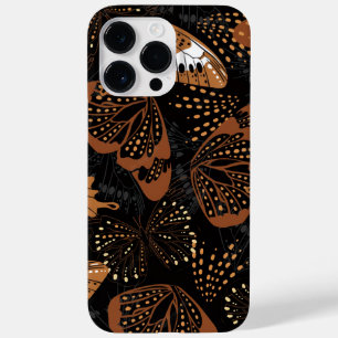 Chique Terracotta Bruin en Zwart Vlinder Patroon Case-Mate iPhone 14 Pro Max Hoesje