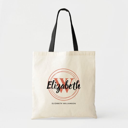 Chique Terracotta Monogram Initiaal Script Naam Tote Bag (Voorkant)