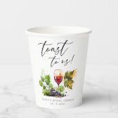 Chique toast op ons waterverf wijn thema papieren bekers (Voorkant)