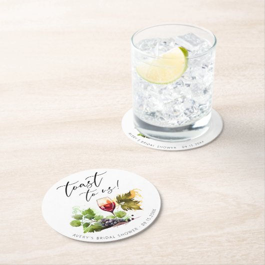 Chique toast op ons Waterverf wijnthema Ronde Kartonnen Onderzetter (Insitu)