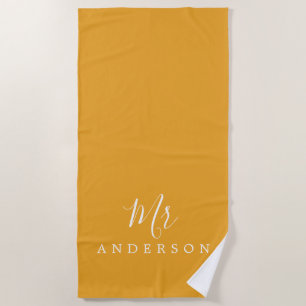 Chique Toekomst Mijnheer Mellow Yellow Monogram St Strandlaken