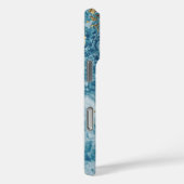 Chique trendy blauw goud textuur gepersonaliseerd Case-Mate iPhone case (Achterkant / Rechts)