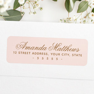 Chique trendy blush roze kalligrafie script adres etiket