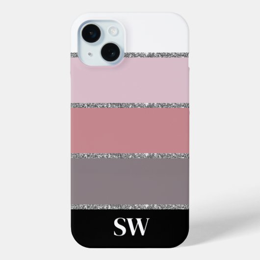 Chique trendy gestreept | monogram Initiaal Case-Mate iPhone Case (Achterkant)