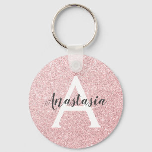 Chique & trendy roze gouden glitters glittert mono sleutelhanger