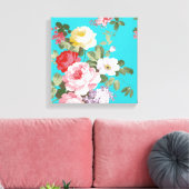 Chique trendy roze rood bloemenmotief rozen canvas afdruk (Insitu (Woonkamer))