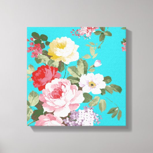 Chique trendy roze rood bloemenmotief rozen canvas afdruk (Voorkant)