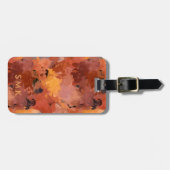 Chique Trendy Terracotta Rust Abstract Monogram Bagagelabel (Voorkant horizontaal)
