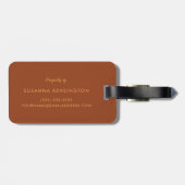 Chique Trendy Terracotta Rust Abstract Monogram Bagagelabel (Achterkant horizontaal)