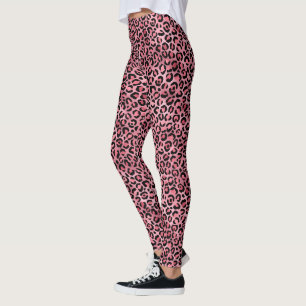 Chique trendy zwart roze luipaardprint leggings