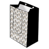 Chique trendy zwarte gouden kerstbomen vakantie medium cadeauzakje (Voorkant Gekanteld)