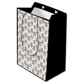 Chique trendy zwarte gouden kerstbomen vakantie medium cadeauzakje (Achterkant Gekanteld)