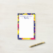 Chique tropisch Paarse roze geel bloemmotief Post-it® Notes (Op bureau)