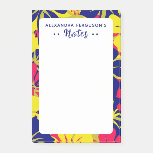 Chique tropisch Paarse roze geel bloemmotief Post-it® Notes (Voorkant)