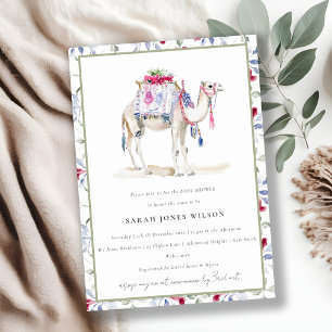 Chique Tropische Marokkaanse Kameel Baby Shower Kaart