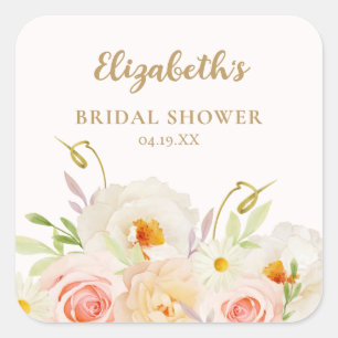 Chique Tuin Bloemen Bruiloft Feest Vierkante Sticker