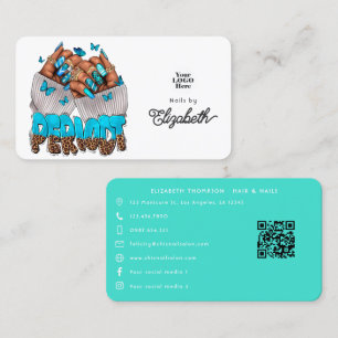 Chique Turquoise Afro-Amerikaanse Nagelsalon Visitekaartje
