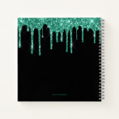 Chique Turquoise Dripping Glitter Monogram Schets Notitieboek (Achterkant)