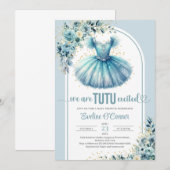 Chique turquoise tutu jurk bloemengoud sparkles kaart (Voorkant / Achterkant)