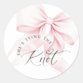 Chique 'Tying the Knot' Bruiloftsfeest Uitnodiging Ronde Sticker (Voorkant)